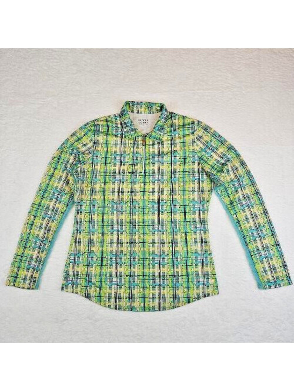 Size: M Bette & Court green and yellow geometric resort active wear.